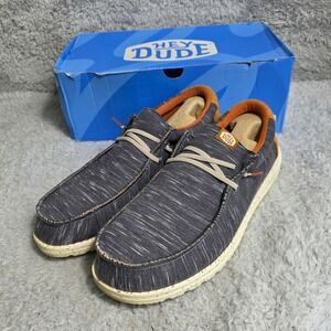 Hey Dude Wally Jersey Mens Charcoal Orange Slip On Loafers Size 13 EU 48